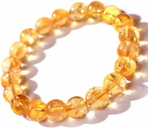 Citrine Bracelet for Women Men Natural Citrine Crystal Cracelet Gemstone Beaded Stretch Bracelets Chakra Jewelry Gift for Bringing Wealth Success