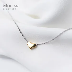 Classic Gold Heart Tiny Chain Pendant Necklace