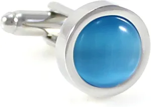 Classic Rhodium Plated Round Arch Cats Eye Cufflinks with Box