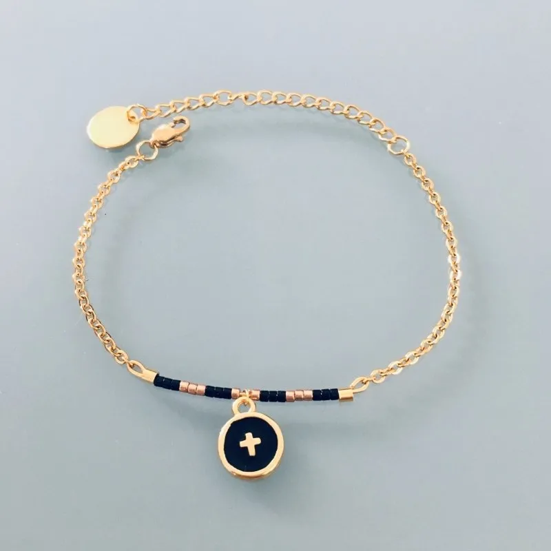 Clover Cross bracelet | 24K Gold Plated Cross Bracelet for Women | Gold Bracelet | Gift idea | Gold Bracelet | Gift Jewelry | Women's Gold Jewelry