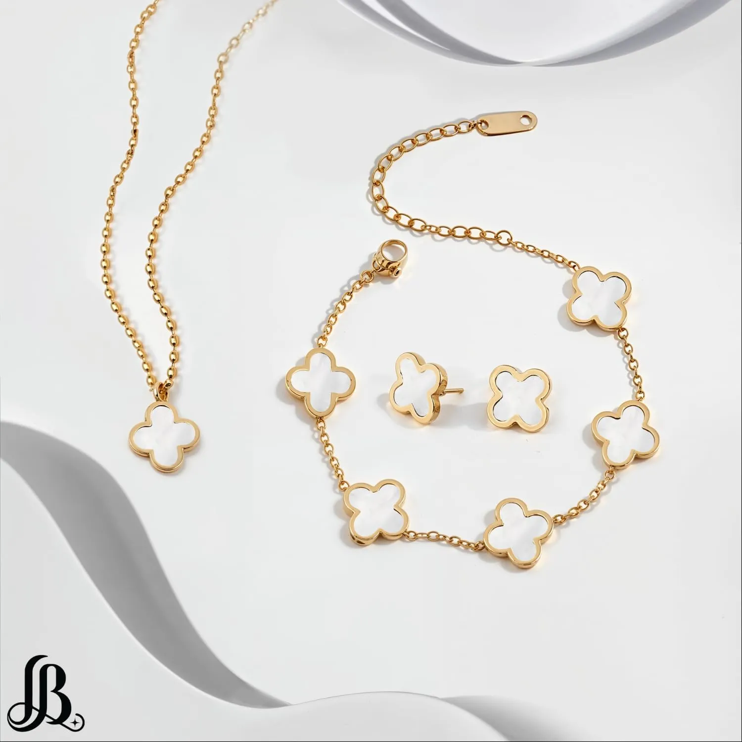 Clover Necklace Pendant Earring Bracelet Set | Designer Necklace Earring Bracelet Jewelry Set | Lovely Gift