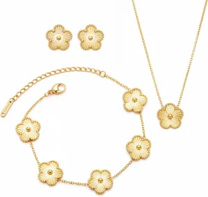 Clover Necklace Pendant Earring Bracelet Set | Designer Necklace Earring Bracelet Jewelry Set | Lovely Gift