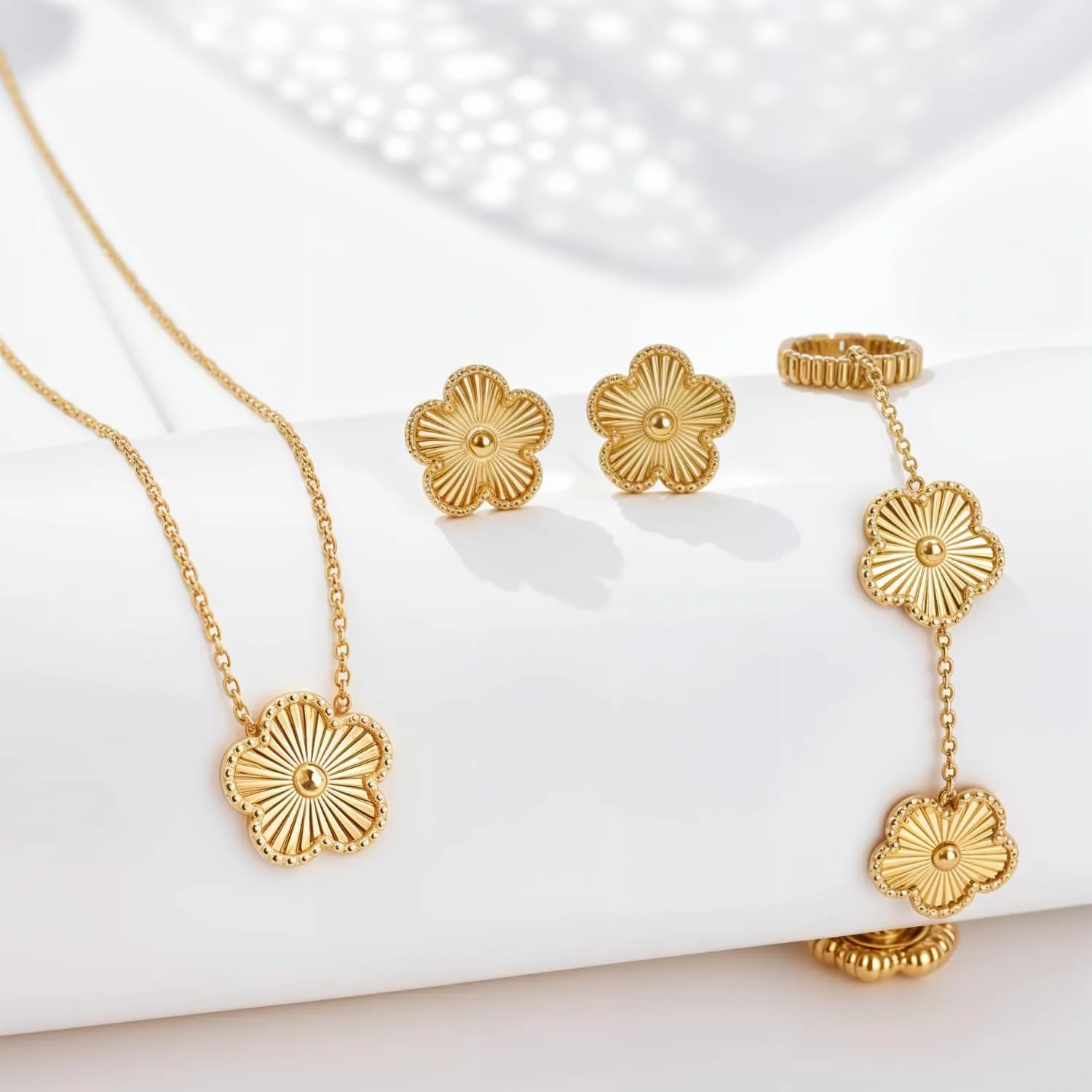 Clover Necklace Pendant Earring Bracelet Set | Designer Necklace Earring Bracelet Jewelry Set | Lovely Gift