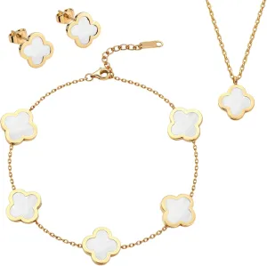 Clover Necklace Pendant Earring Bracelet Set | Designer Necklace Earring Bracelet Jewelry Set | Lovely Gift
