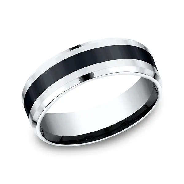 Cobalt and Ceramic Comfort-Fit Design Wedding Band