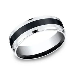 Cobalt and Ceramic Comfort-Fit Design Wedding Band