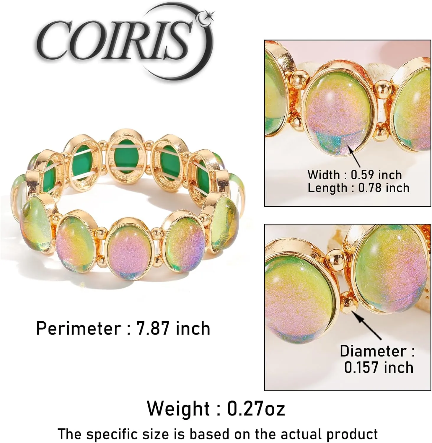 Coiris Crystal Stretch Bracelet for Women Pink Sparkle Bling Rhinestone Trendy Bracelets for Women