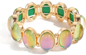 Coiris Crystal Stretch Bracelet for Women Pink Sparkle Bling Rhinestone Trendy Bracelets for Women
