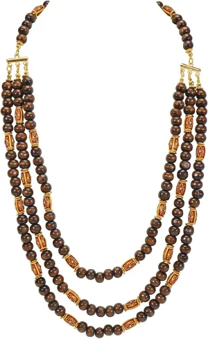 Coiris Layer Wood Beaded Necklace for Women Handcrafted Lightweight Statement Collar Chain Necklace (N0100-Small)