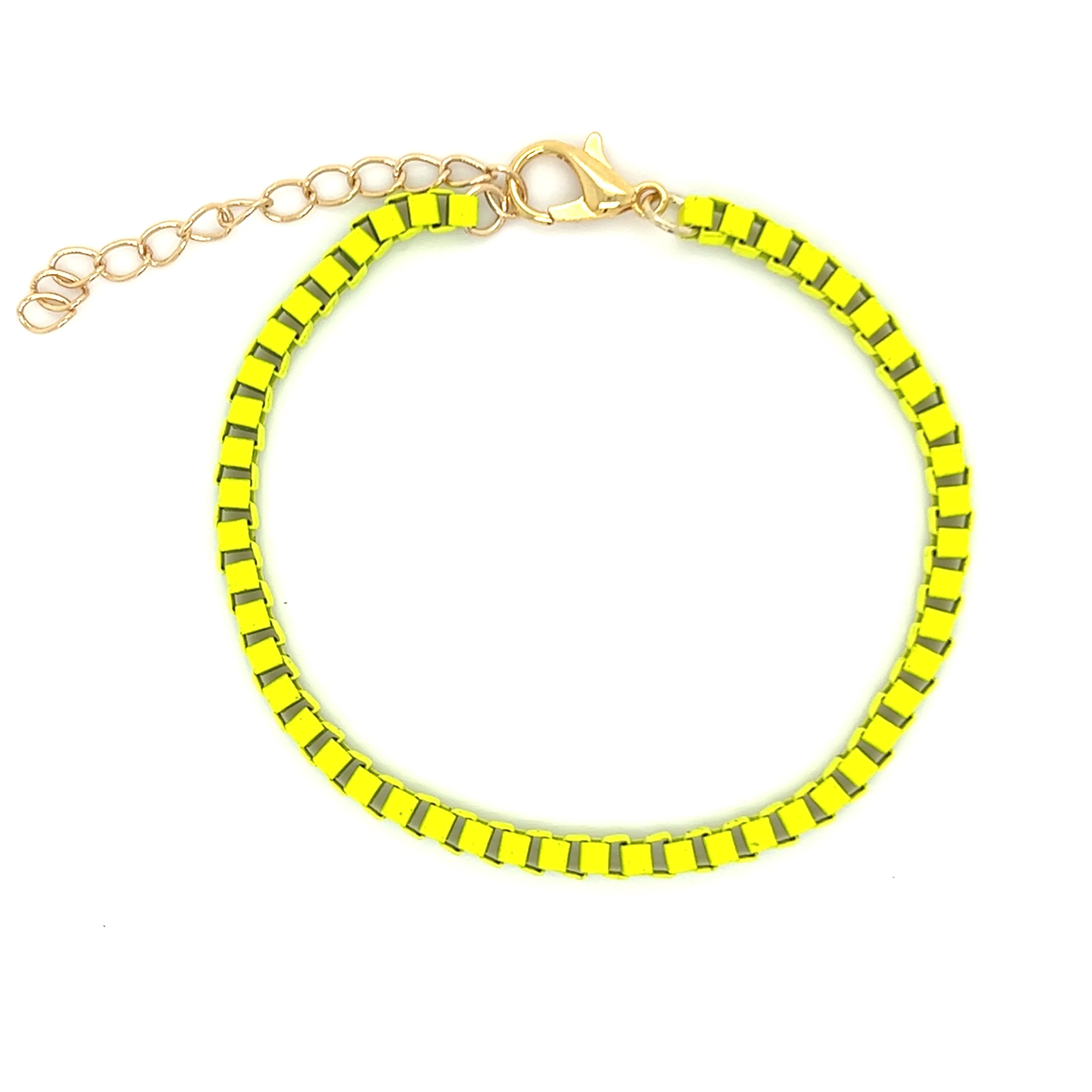 Colored Enamel Thick Box Chain Bracelet (3mm)