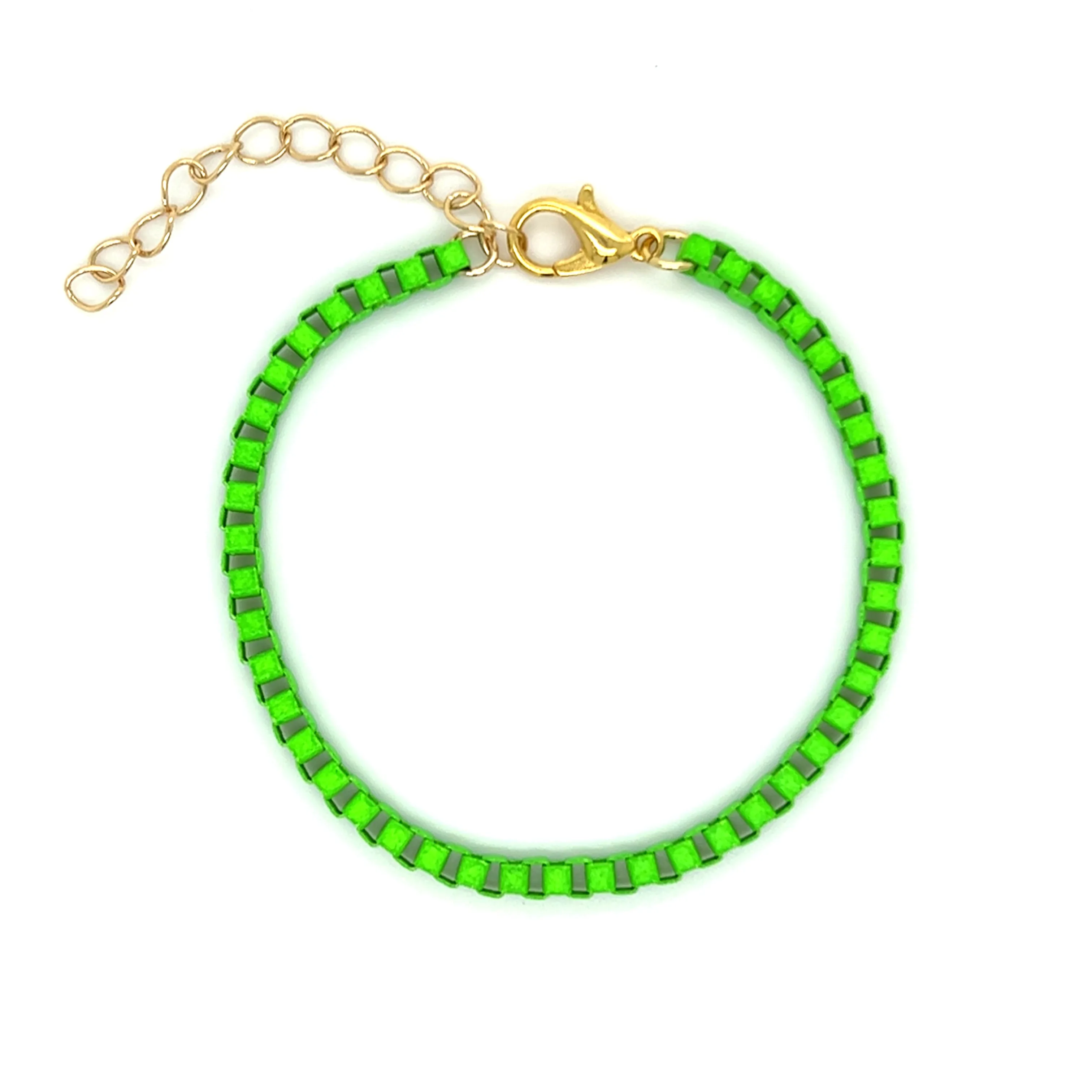 Colored Enamel Thick Box Chain Bracelet (3mm)