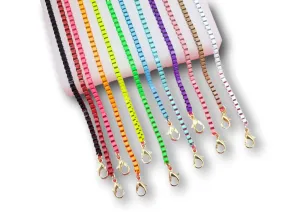 Colored Enamel Thick Box Chain Bracelet (3mm)