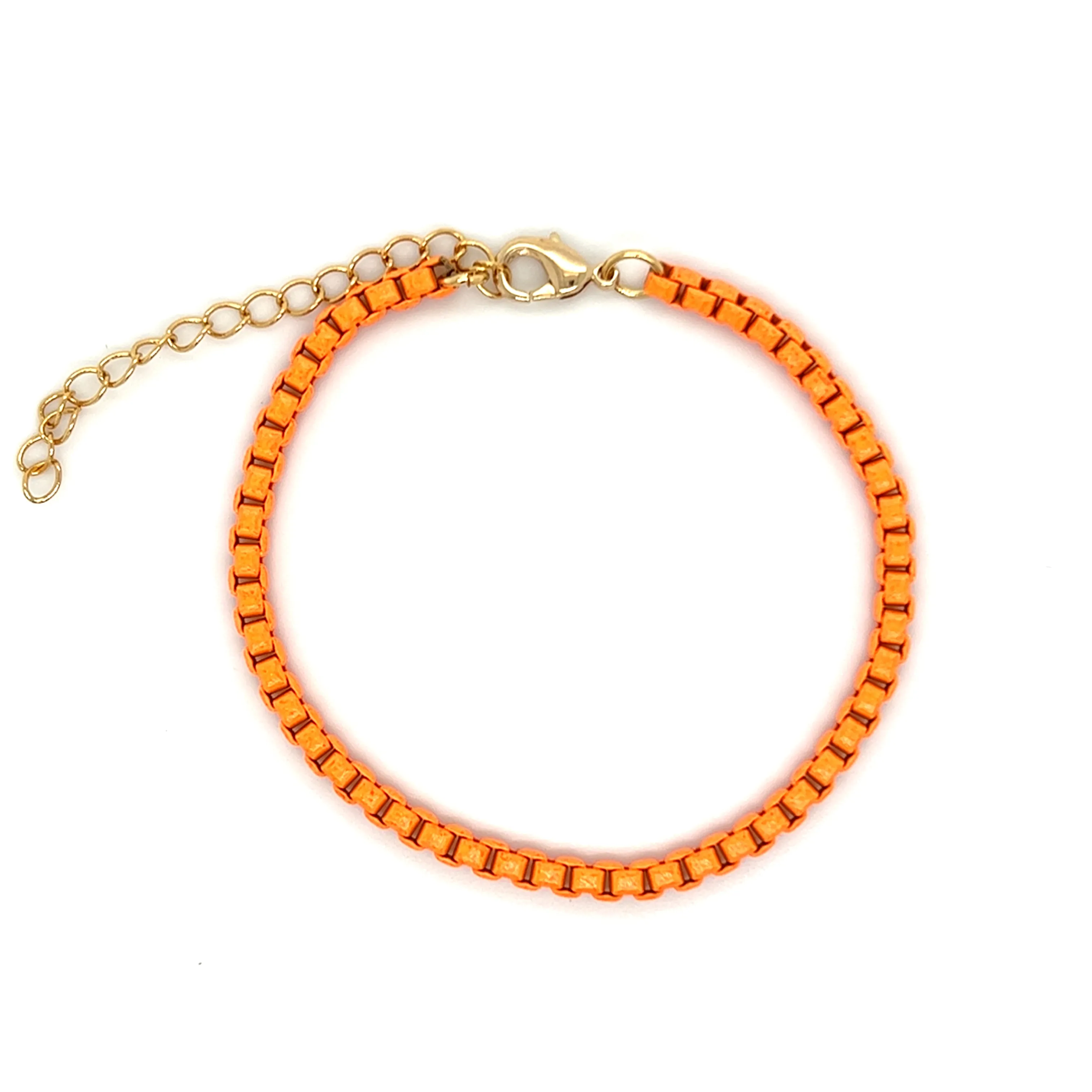 Colored Enamel Thick Box Chain Bracelet (3mm)