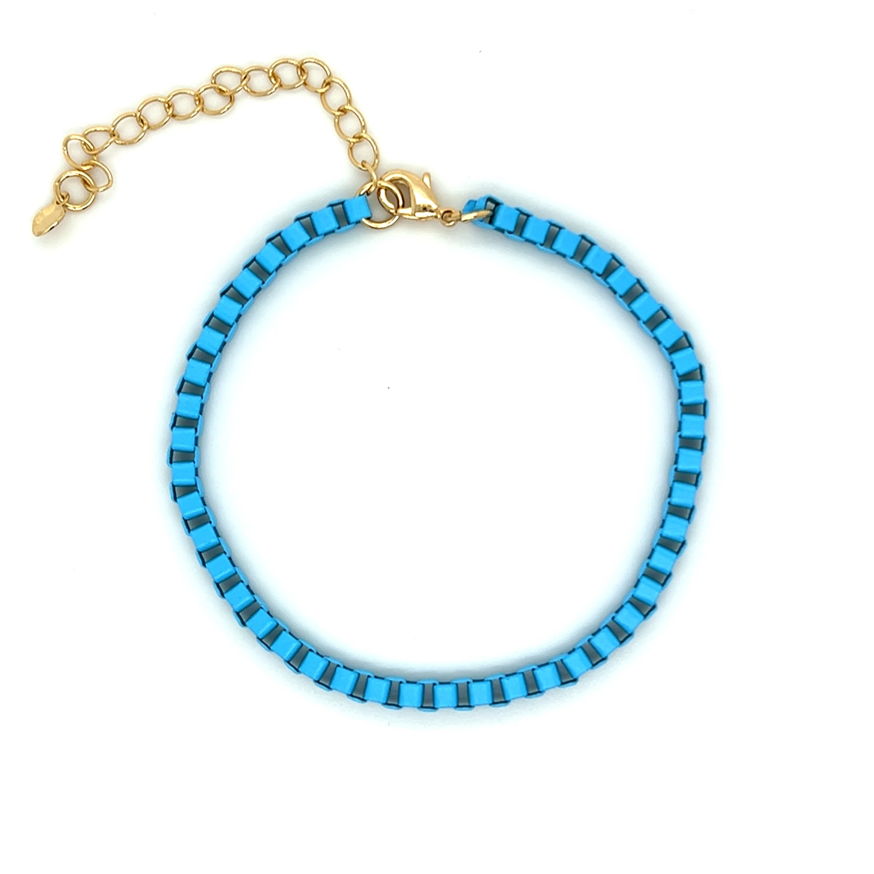 Colored Enamel Thick Box Chain Bracelet (3mm)