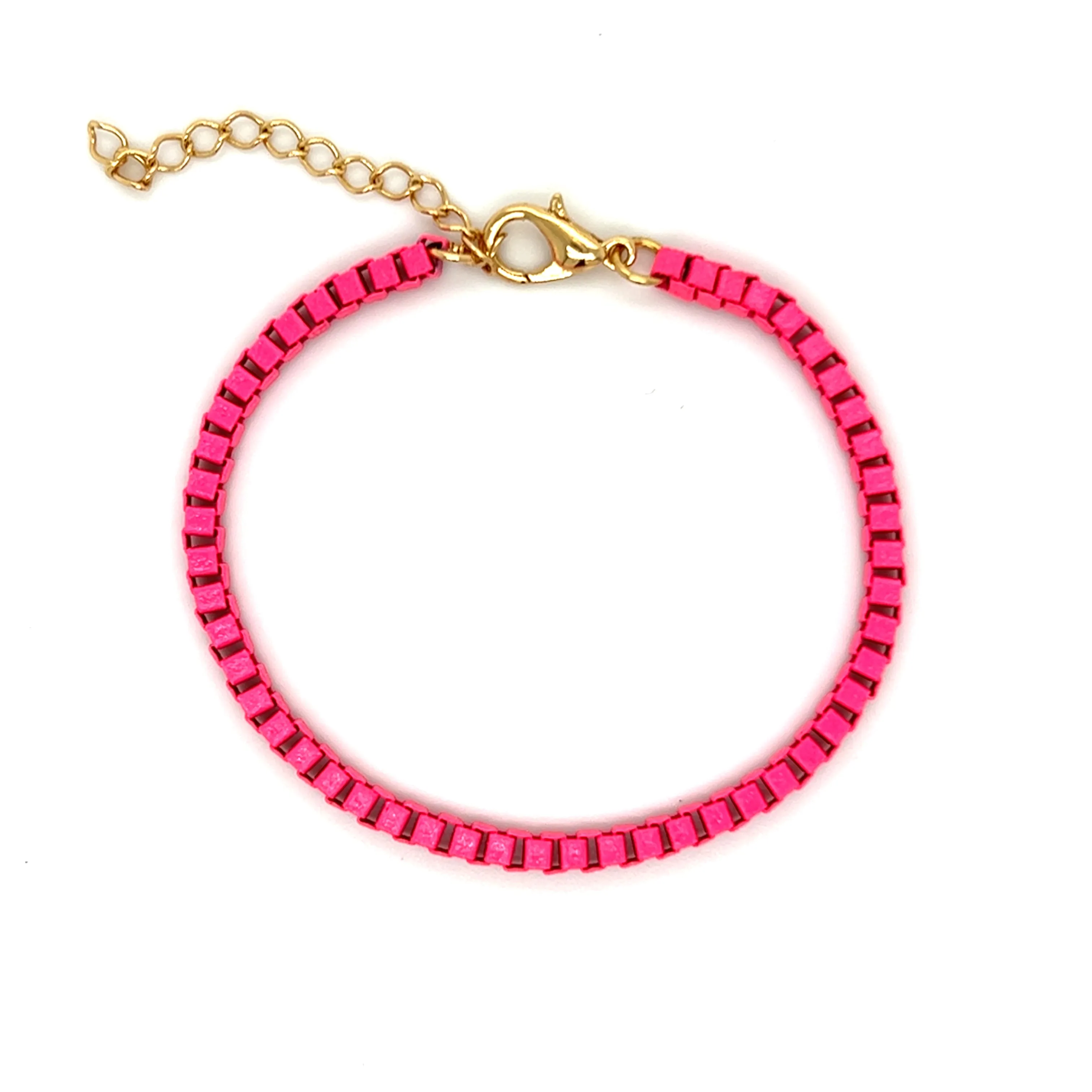 Colored Enamel Thick Box Chain Bracelet (3mm)