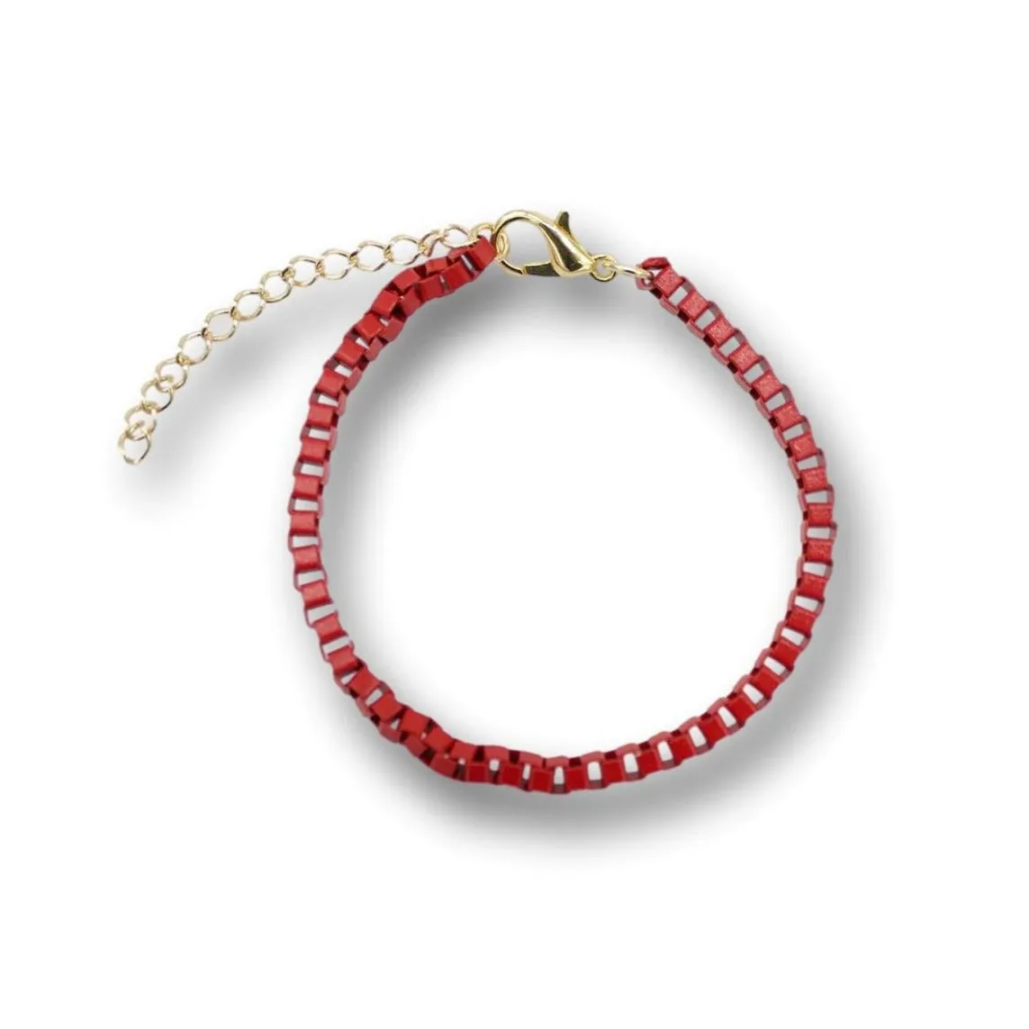 Colored Enamel Thick Box Chain Bracelet (3mm)