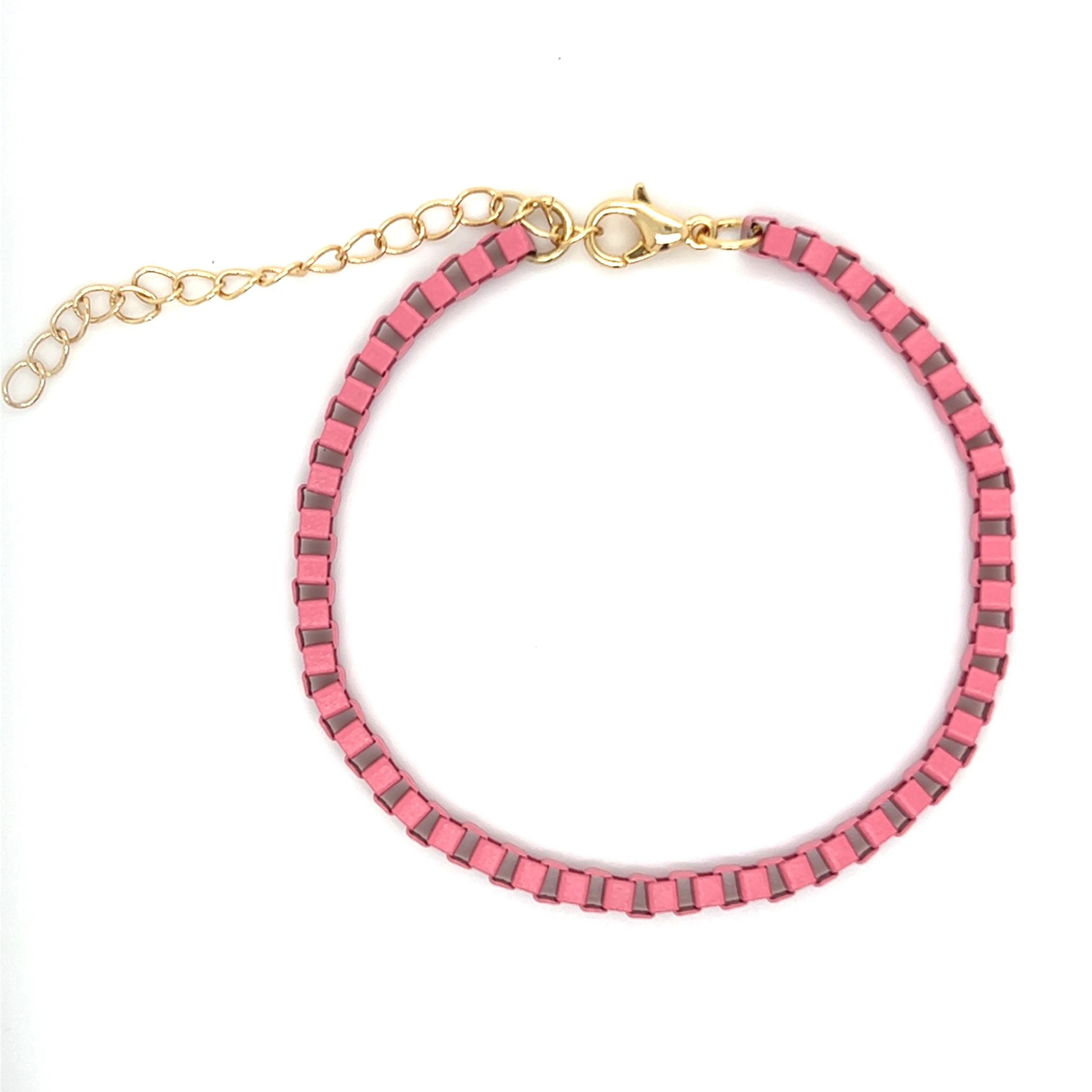 Colored Enamel Thick Box Chain Bracelet (3mm)