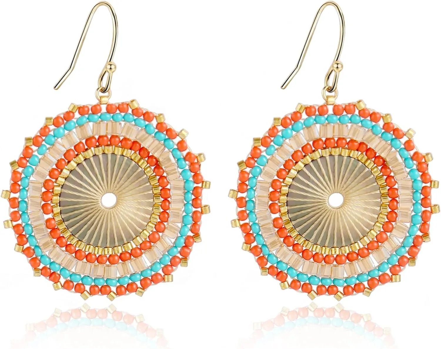 Colorful Bead Earrings For Women Summer Beach Handmade Bead Earrings Bohemia Hoop Dangle Earring For women