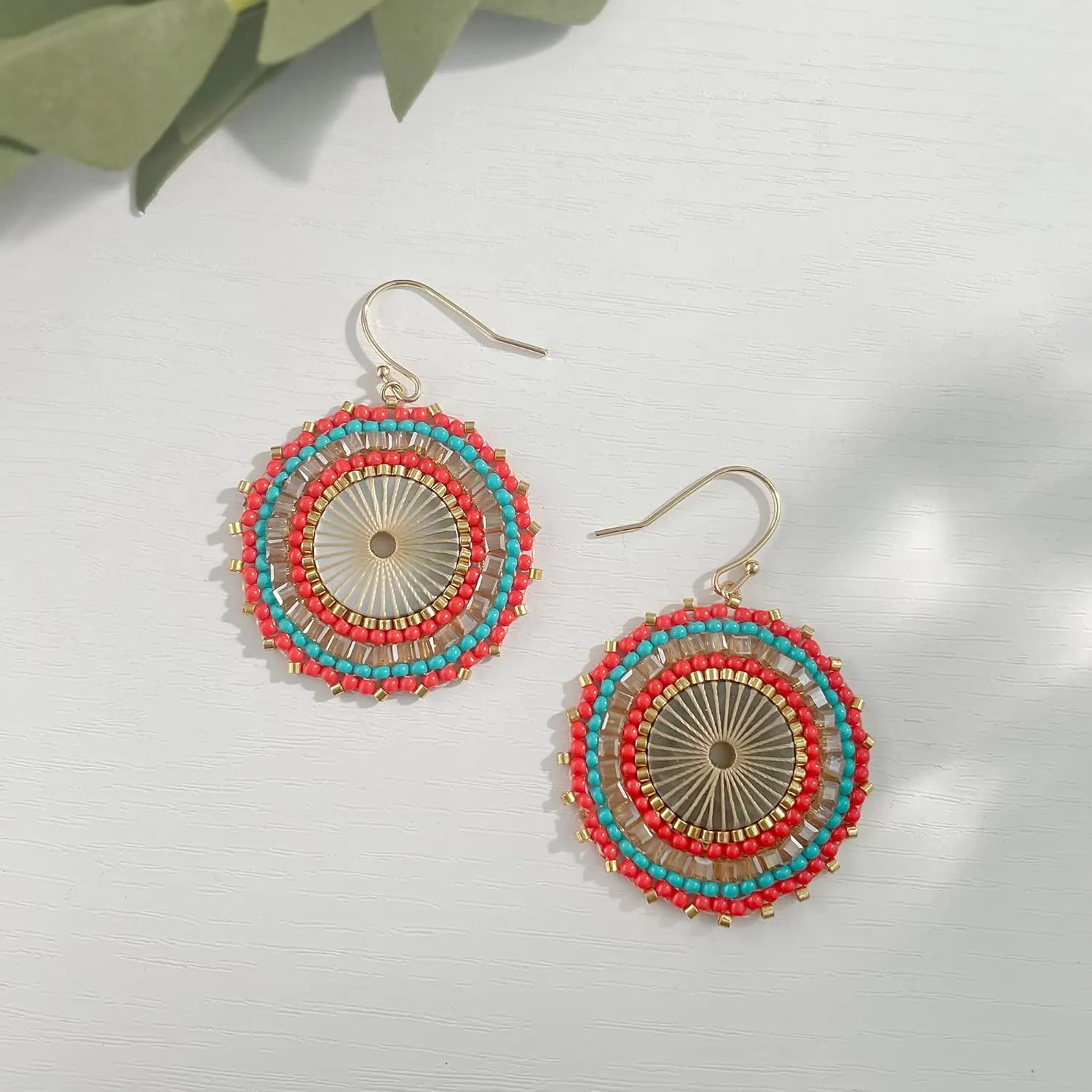 Colorful Bead Earrings For Women Summer Beach Handmade Bead Earrings Bohemia Hoop Dangle Earring For women