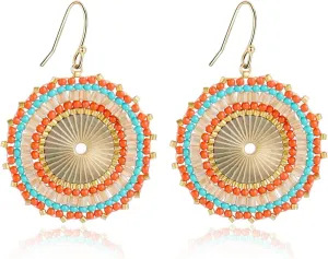 Colorful Bead Earrings For Women Summer Beach Handmade Bead Earrings Bohemia Hoop Dangle Earring For women