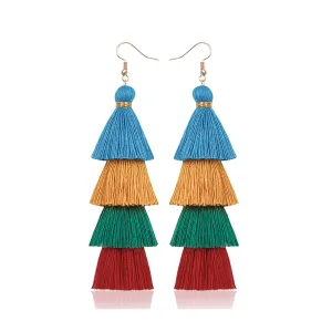 Colorful Christmas Tree Tassel Earrings,Bohemian Dangle Drop Fashion Jewelry Earrings for Women Teen Girls (colour)