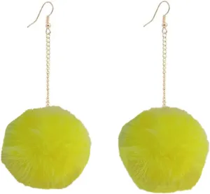 Colorful Faux Fur Fluffy Ball Earrings - Handmade Soft Plush Pom Pom Dangle Drop Earring for Women Winter Jewelry