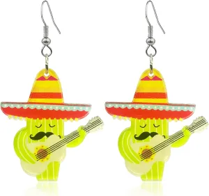 Colorful Fiesta Drop Earrings Fiesta Party Sombrero Dangle Earrings For Women