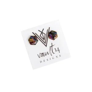 Colorful Hexagon Stud Earrings