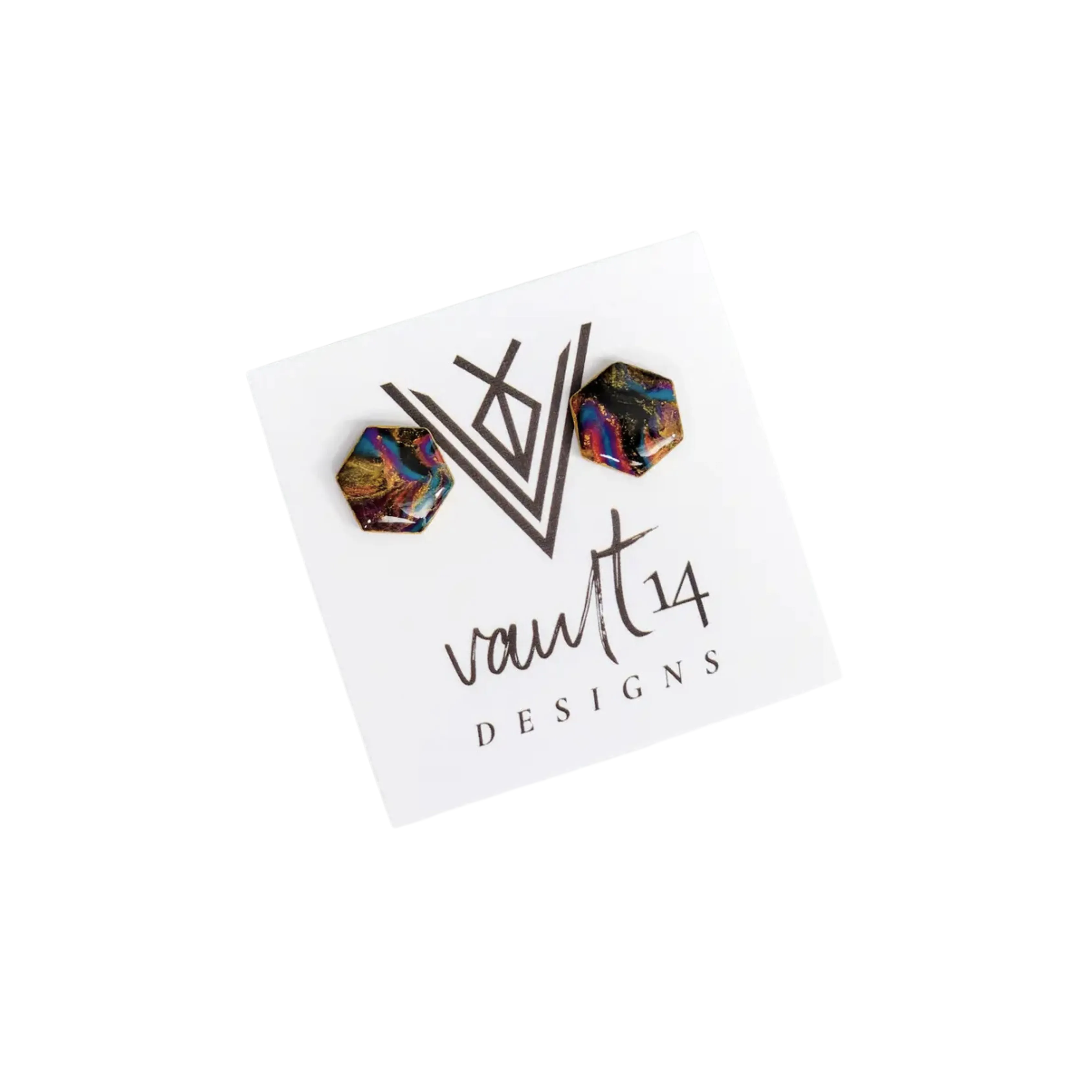 Colorful Hexagon Stud Earrings