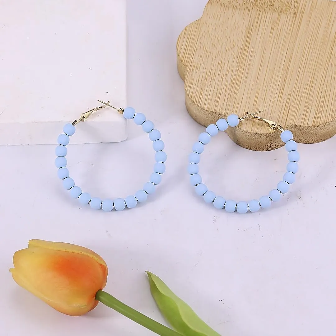 Colorful Hoop Earrings for Women 80s 90s Neon Acrylic Beads Hoop Earring Mixed Color Disco Large Circle Round Earings