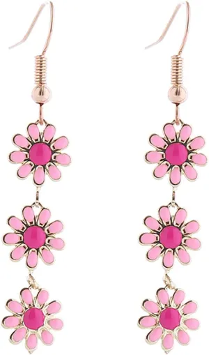 Colorful Long Daisy Flower Dangle Earrings Bohemian Sunflower Earrings for Women Girls Jewelry