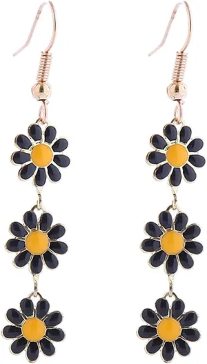 Colorful Long Daisy Flower Dangle Earrings Bohemian Sunflower Earrings for Women Girls Jewelry