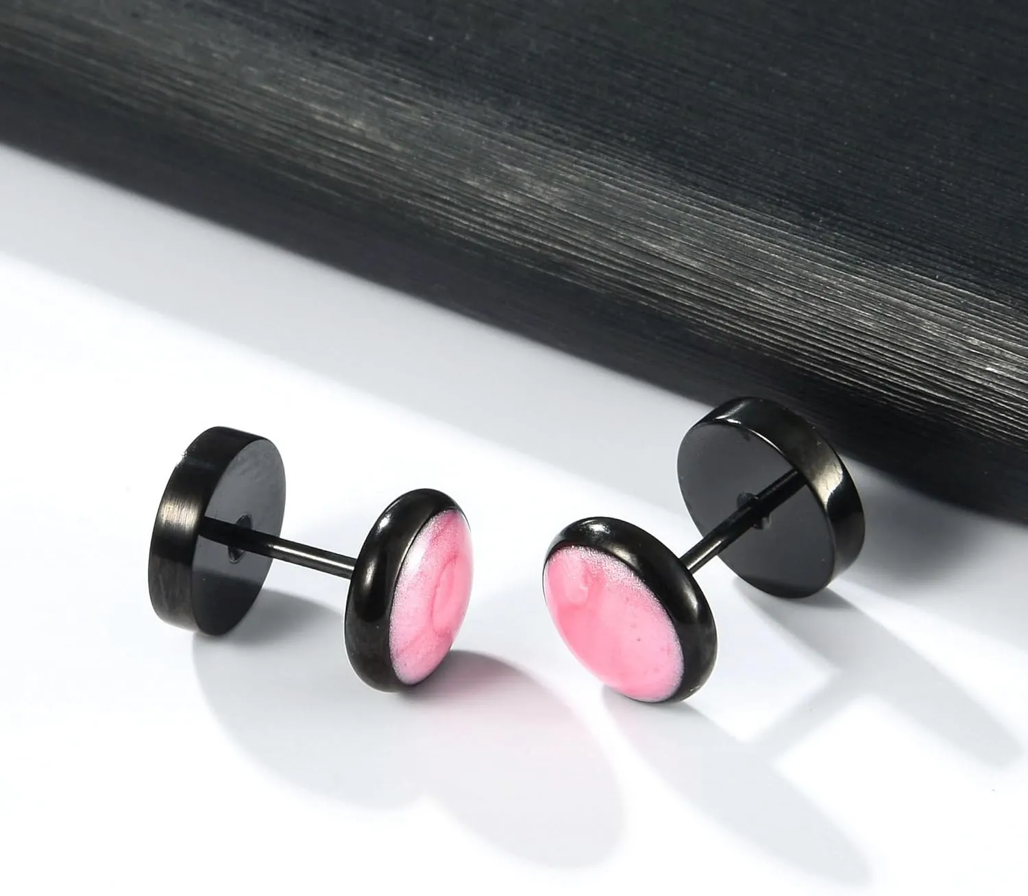 Colorful Punk Dot Barbell Screw Back Earrings Hypoallergenic for Sensitive Ears