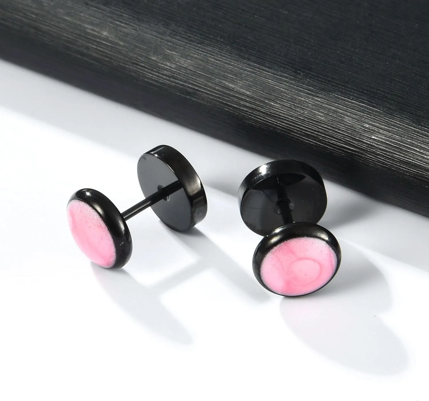 Colorful Punk Dot Barbell Screw Back Earrings Hypoallergenic for Sensitive Ears