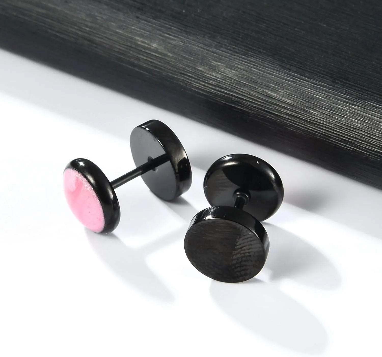 Colorful Punk Dot Barbell Screw Back Earrings Hypoallergenic for Sensitive Ears