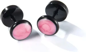 Colorful Punk Dot Barbell Screw Back Earrings Hypoallergenic for Sensitive Ears