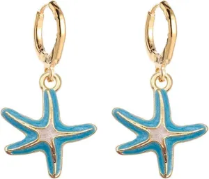 Colorful Shell Starfish Shape Dangle Earrings for Women Jewelry