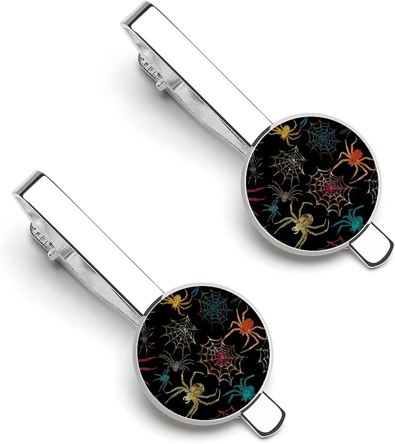 Colorful Spider Men's Tie Clip Round Tie Bar Tie Tack Pins Personalized Tie Clasp Jewelry Accessories