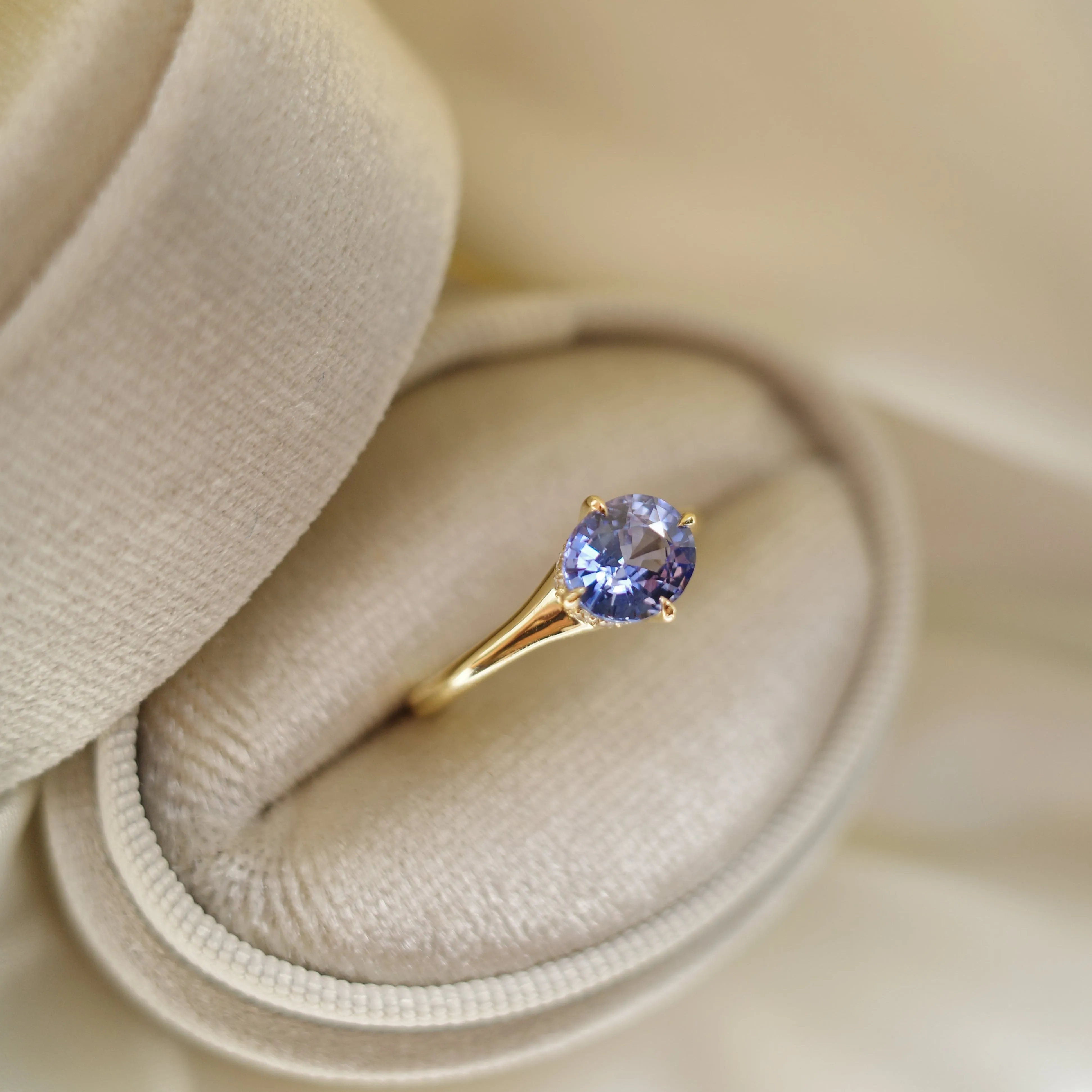 CONTEMPORARY SOUL 2024・14K CHAMPAGNE GOLD SAPPHIRE & DIAMOND RING