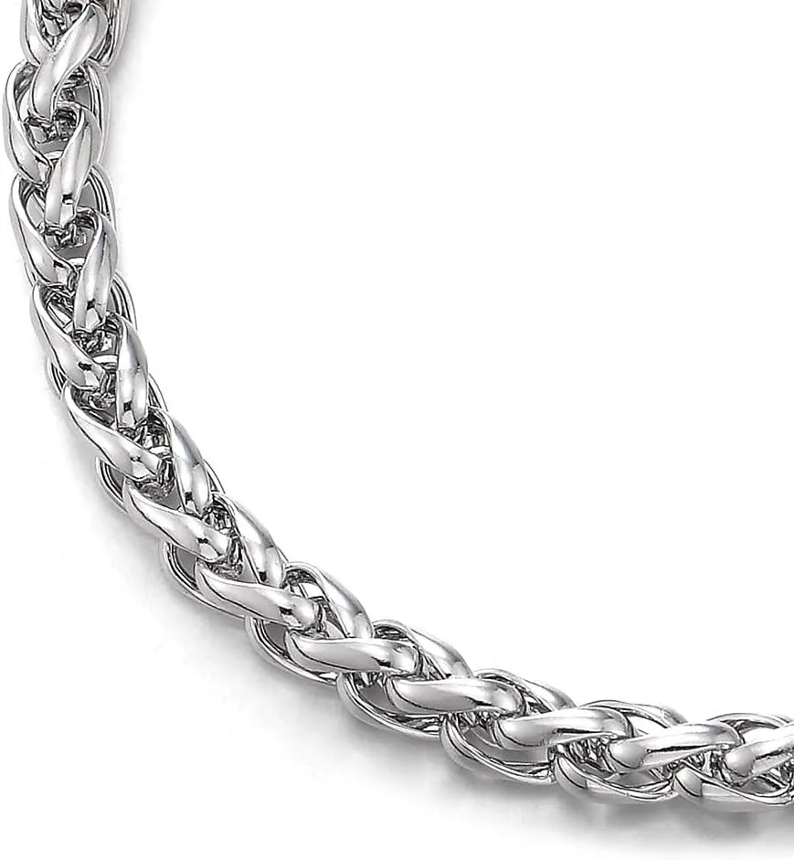 COOLSTEELANDBEYOND Classic Stainless Steel Franco Chain Anklet Bracelet for Women, Adjustable