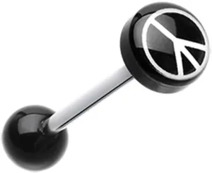 Covet Jewelry Classic Peace Logo Acrylic Barbell Tongue Ring