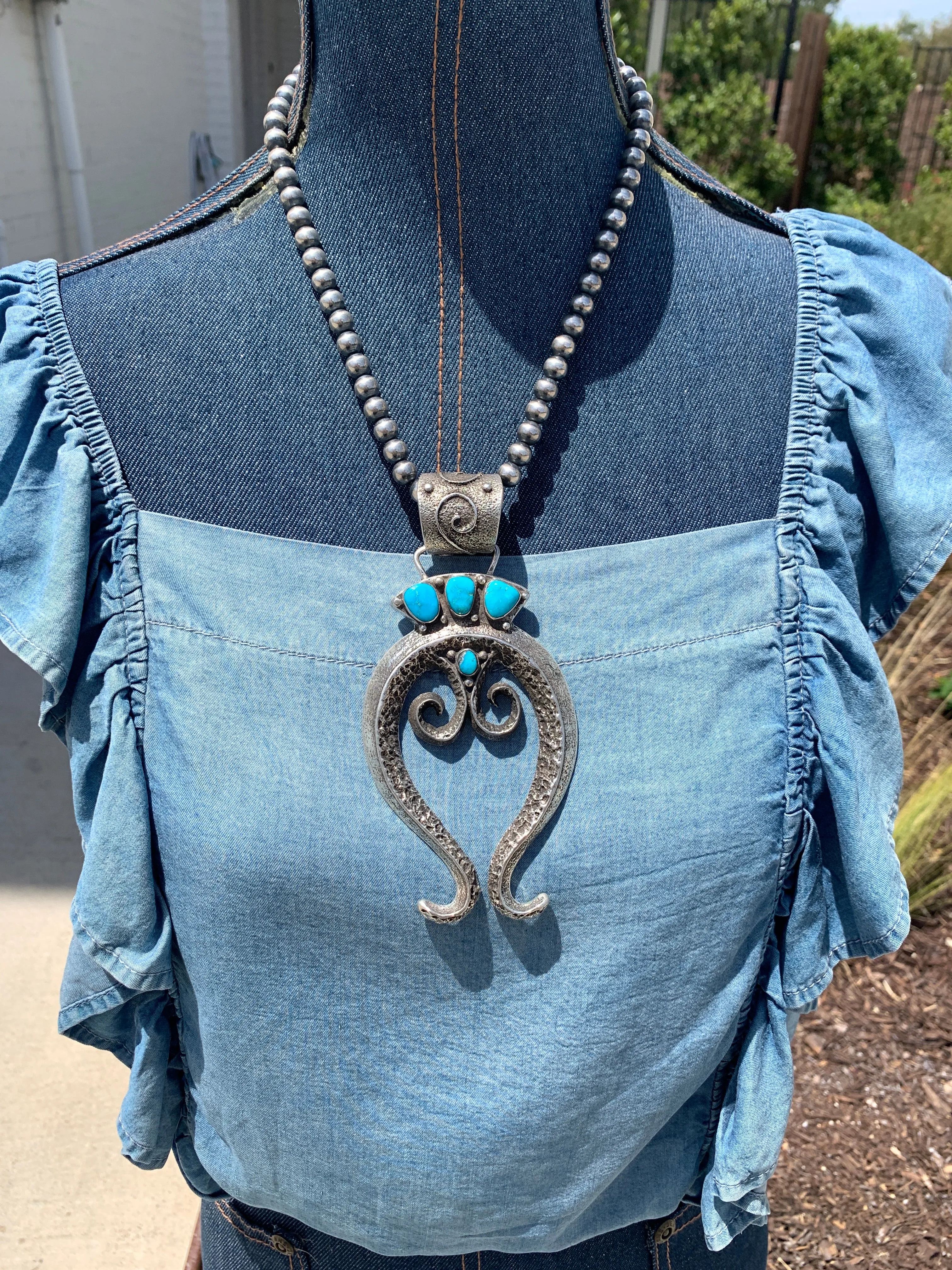 Crested 2 foot Naja With Turquoise Pendant