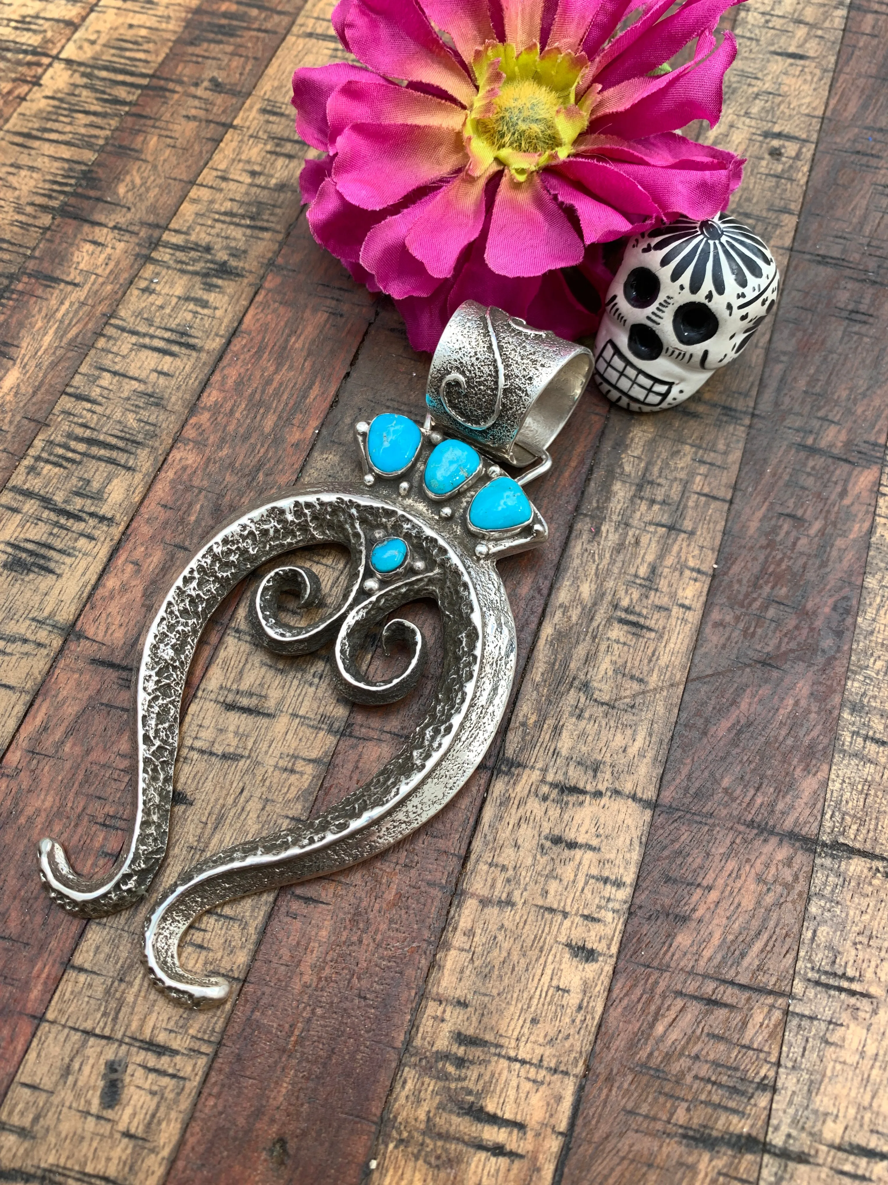 Crested 2 foot Naja With Turquoise Pendant