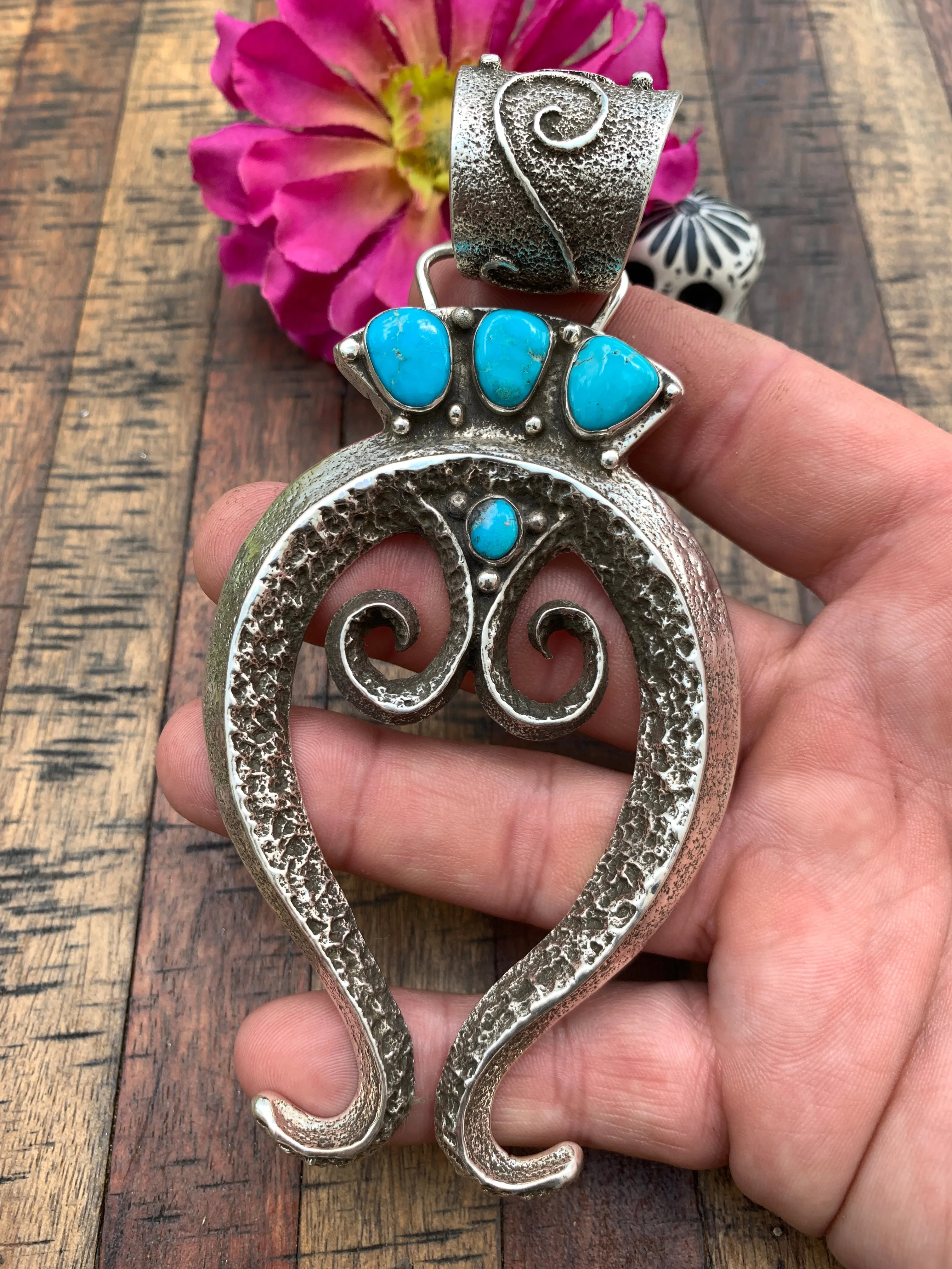 Crested 2 foot Naja With Turquoise Pendant