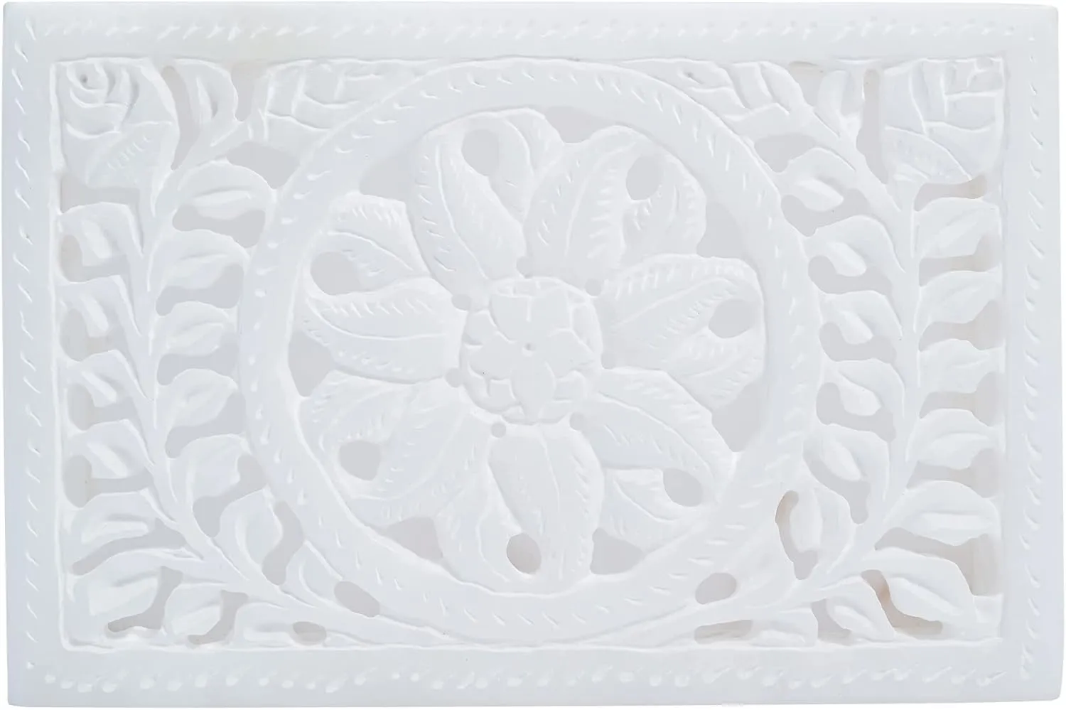 Crocon White Marble Jewelry Box - Earring Holder Organizer - Makeup Organizer - Small Jewelry Box - Trinket Box - Alabaster Marble - Women - Storage Box - Size: 6x4 Inches