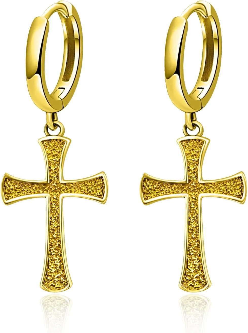 Cross earrings 925 Sterling silver/Black/Gold Cross Hoop Earrings Unisex cross earrings for Men Women