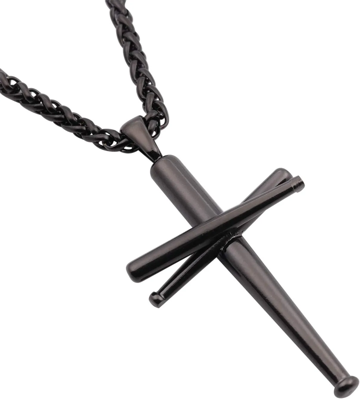 Cross Necklace Baseball Bats Athletes Cross Pendant Chain,Sport Stainless Steel Cross Necklaces for Men Women,Loarge and Small Silver Gold Black 18-24 Inches