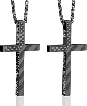 Cross Necklace for Men, Christian Religious Jewelry Gifts for Men Birthday Graduation Christmas Baptism Confirmation Communion Cross Stainless Steel Chain Gift 22 2 Inches
