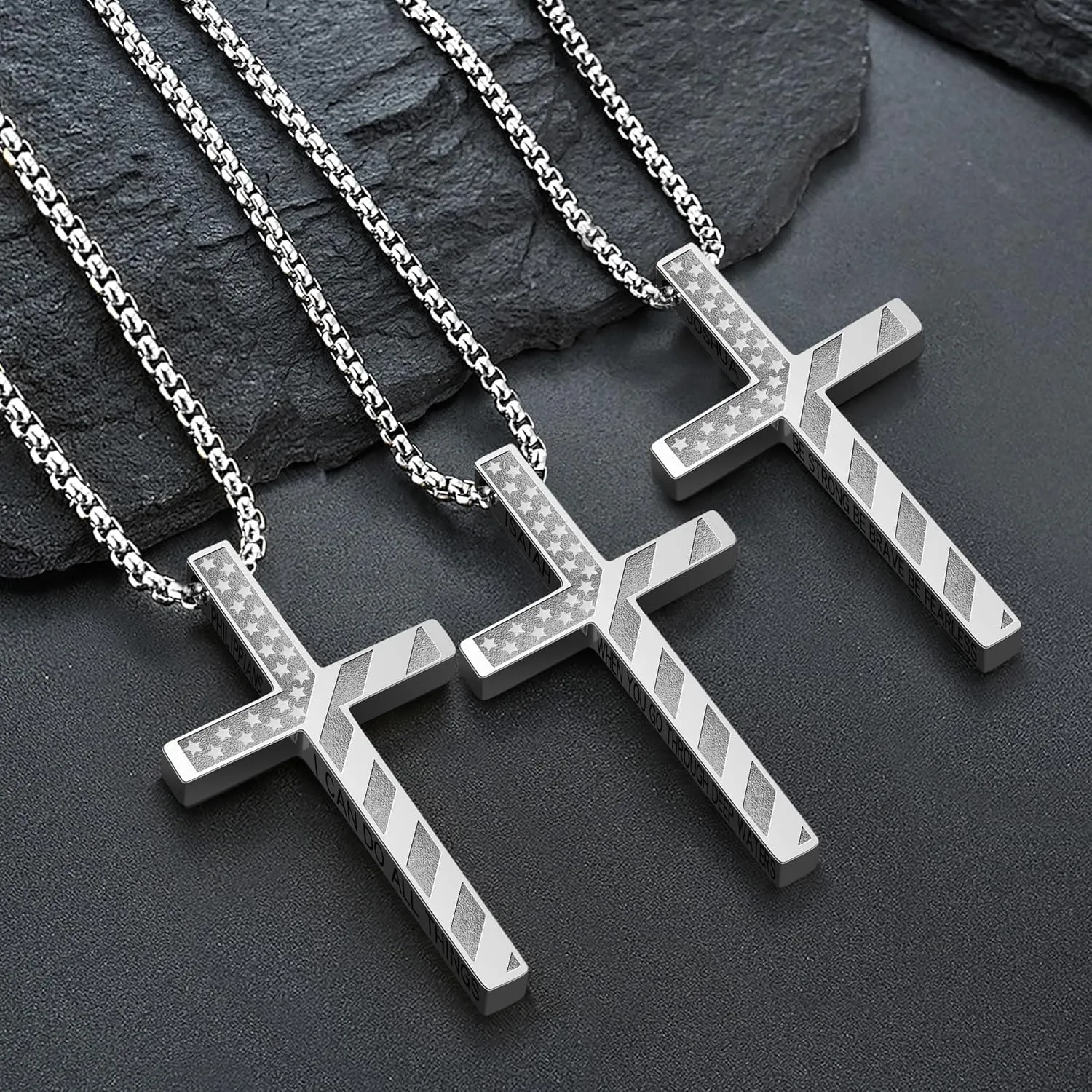Cross Necklace for Men, Christian Religious Jewelry Gifts for Men Birthday Graduation Christmas Baptism Confirmation Communion Cross Stainless Steel Chain Gift 22 2 Inches