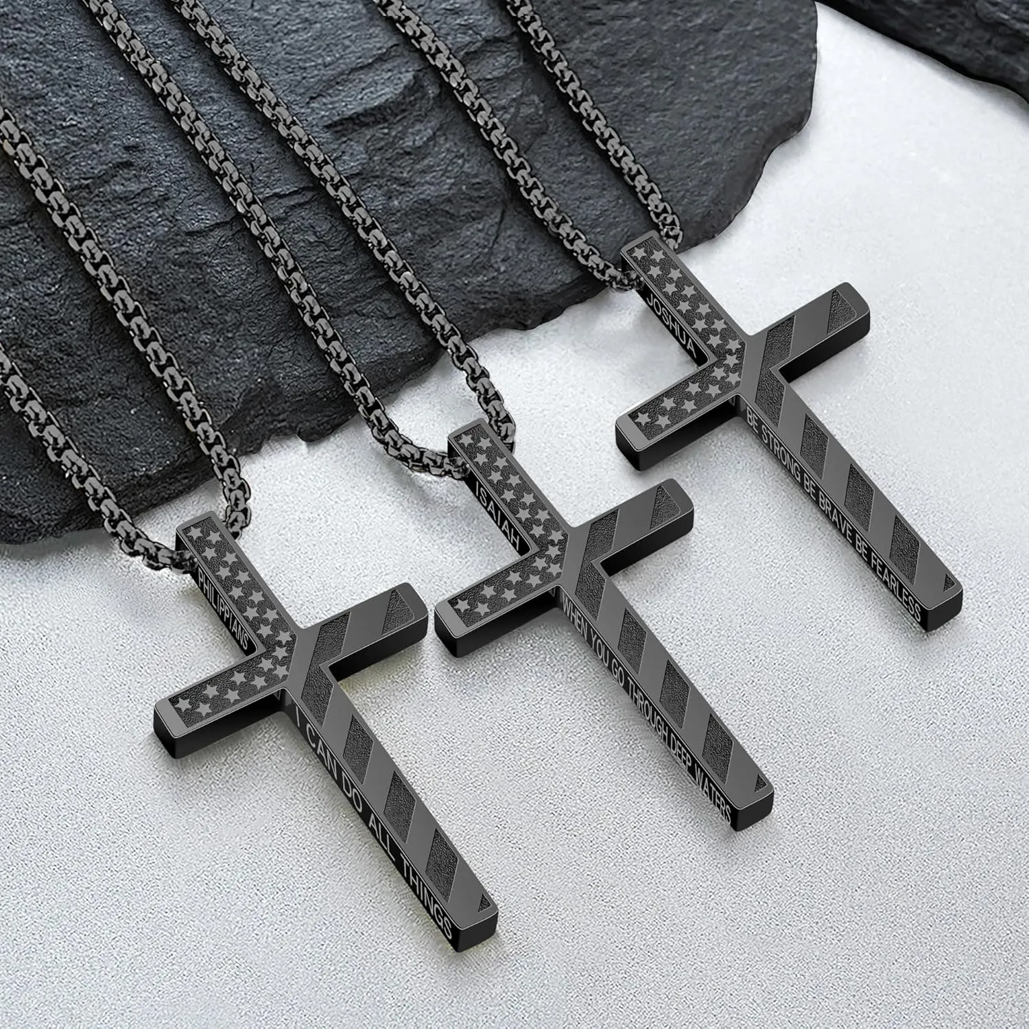 Cross Necklace for Men, Christian Religious Jewelry Gifts for Men Birthday Graduation Christmas Baptism Confirmation Communion Cross Stainless Steel Chain Gift 22 2 Inches